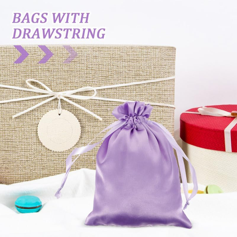 12Pcs Satin Wig Bags with Drawstring Satin Travel Bags for Wigs Hair Extensions and Hair Tools Storage Silk Pouches for Home Salon Travel Packing