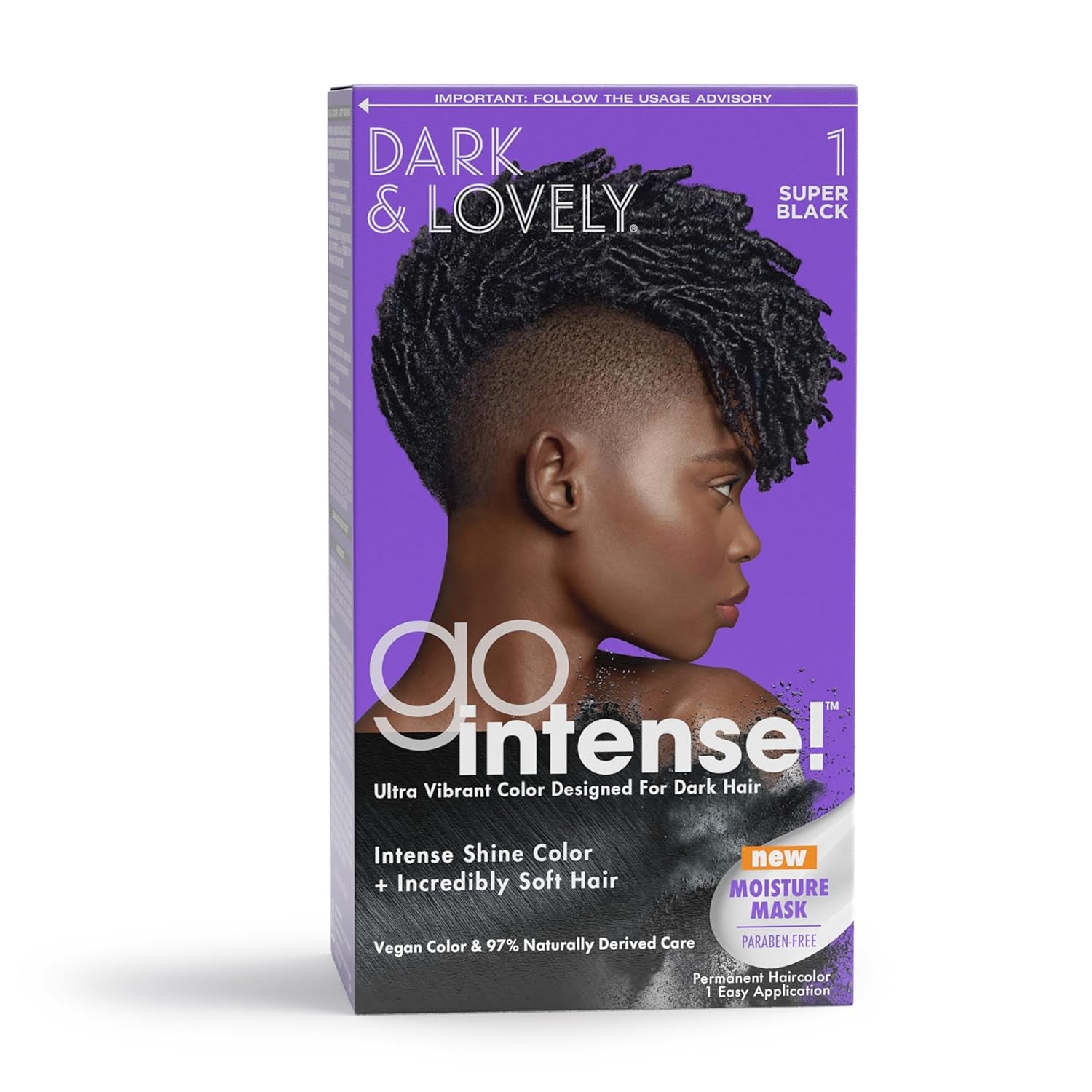 -Carson Dark and Lovely Ultra Vibrant Permanent Hair Color Go Intense Hair Dye with Olive Oil for Shine and Softness, Super Black