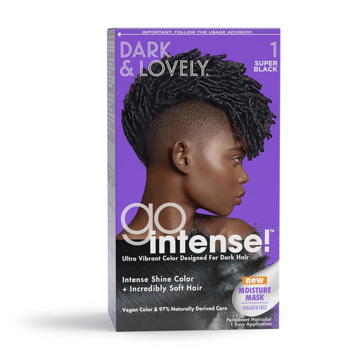 -Carson Dark and Lovely Ultra Vibrant Permanent Hair Color Go Intense Hair Dye with Olive Oil for Shine and Softness, Super Black