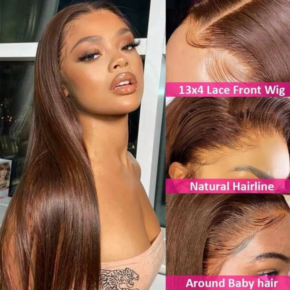 Chocolate Brown Straight Lace Front Wig