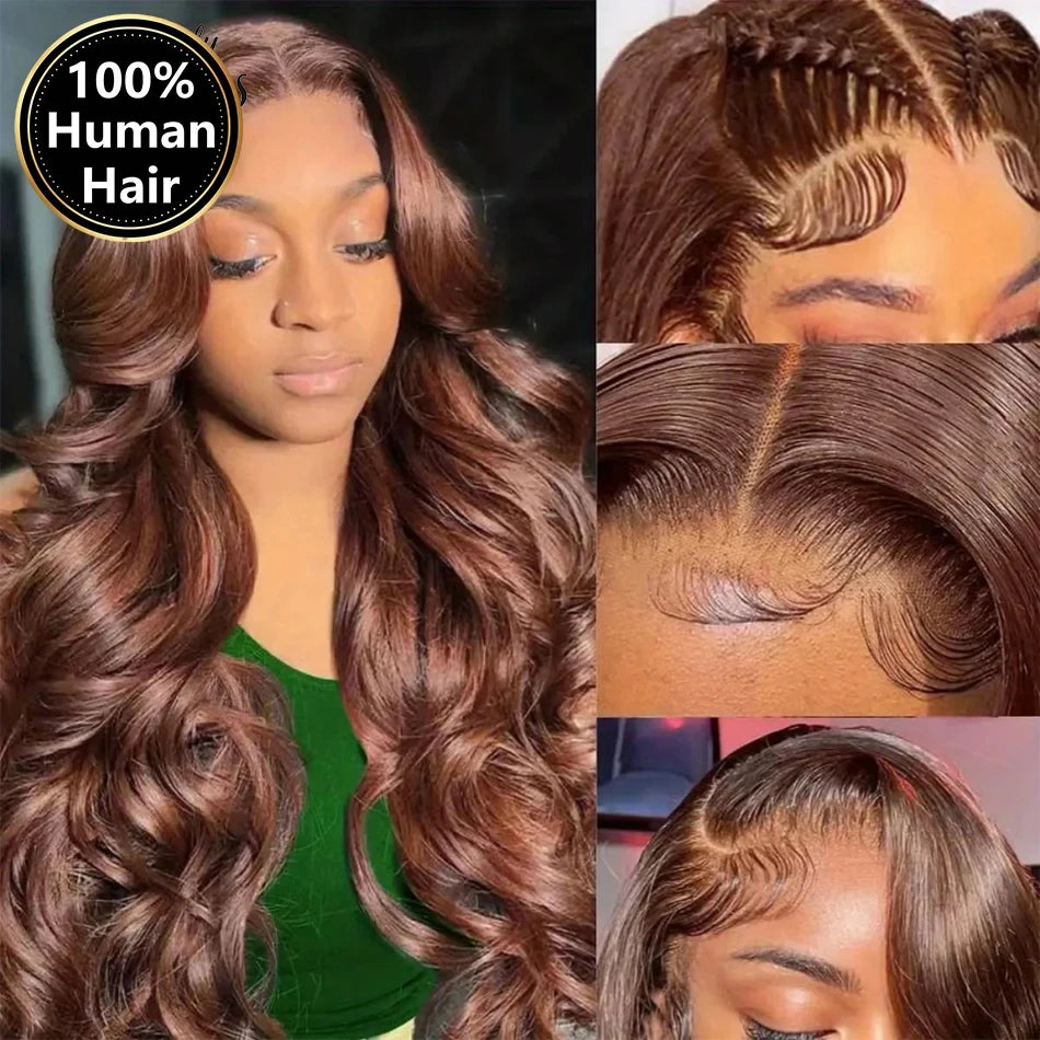 Long Chocolate Brown Body Wave Lace Wig