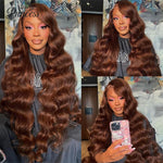 Long Chocolate Brown Body Wave Lace Wig