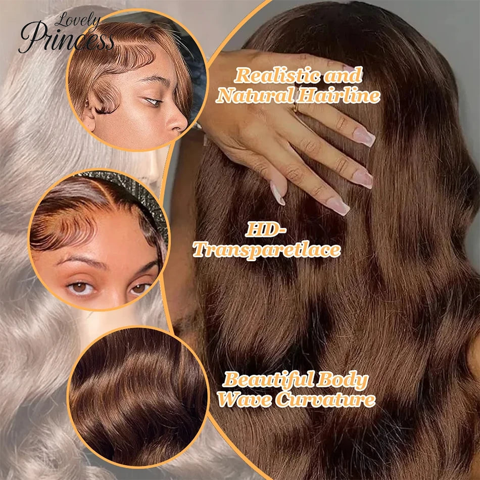 Long Chocolate Brown Body Wave Lace Wig