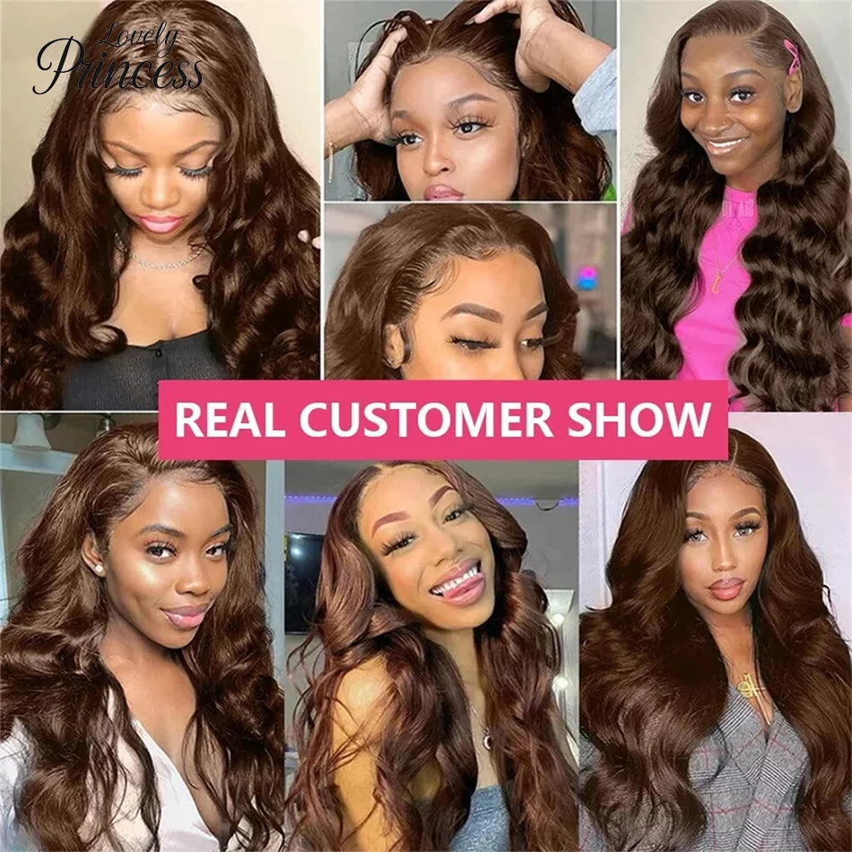 Long Chocolate Brown Body Wave Lace Wig