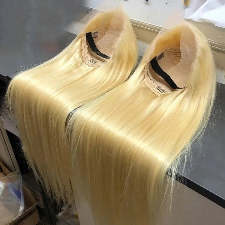 Honey Blonde Straight Human Hair Lace Wig