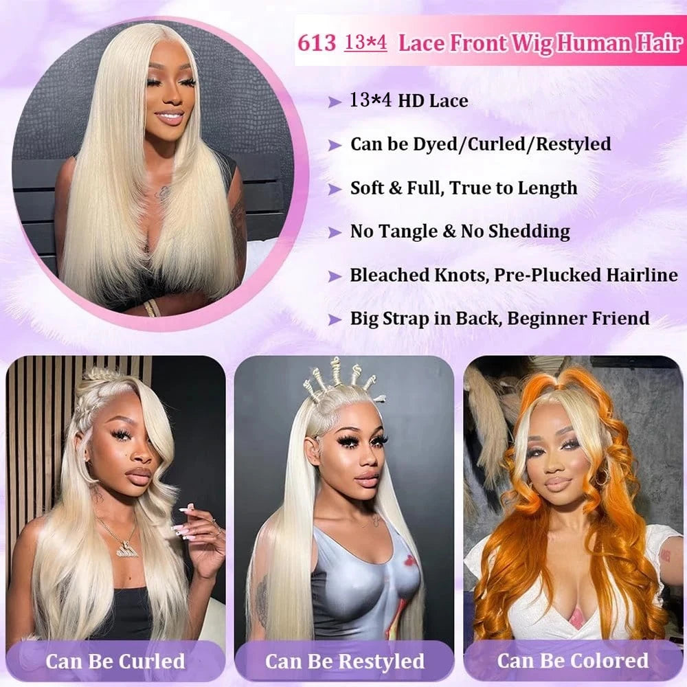 Honey Blonde Straight Human Hair Lace Wig
