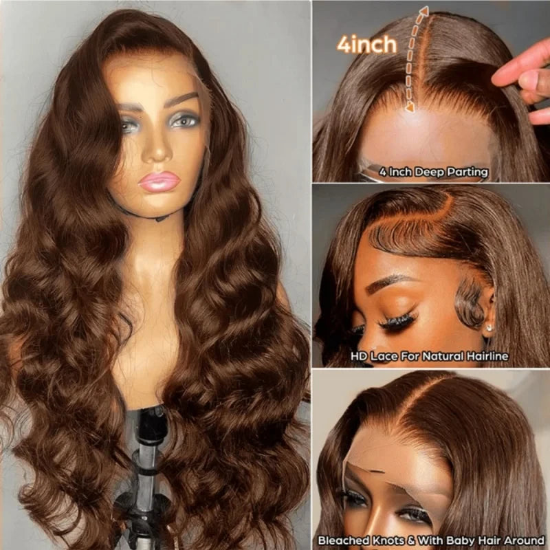 Chocolate Brown Body Wave Lace Wig