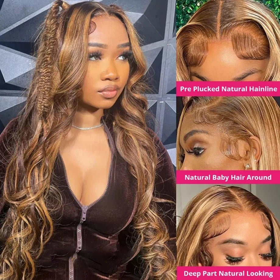 Honey Blonde Body Wave Human Hair Wig