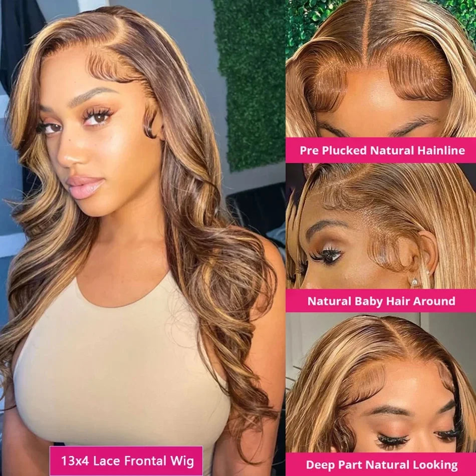 Honey Blonde Body Wave Human Hair Wig