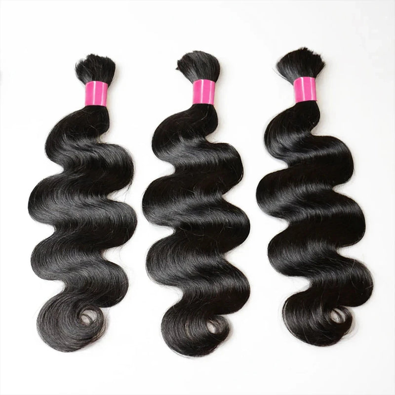 Body Wave Human Hair Bulk Braiding Extensions, Black