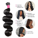 Body Wave Human Hair Bulk Braiding Extensions, Black
