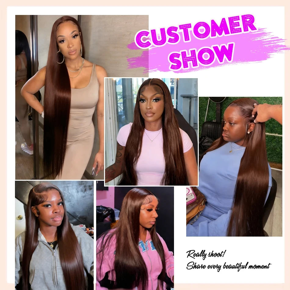 Chocolate Brown Straight Lace Wig