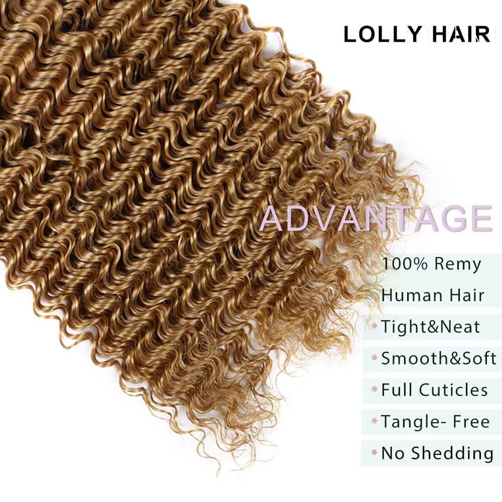 Deep Wave Human Hair Bundles Ombre Honey Blonde Bundles Human Hair 28 Inch T1B/27 Curly Bundles 10A Brazilian Virgin Wet and Wavy Human Hair Bundles Brown Water Wave Bundles 2 Tone Black to Blonde