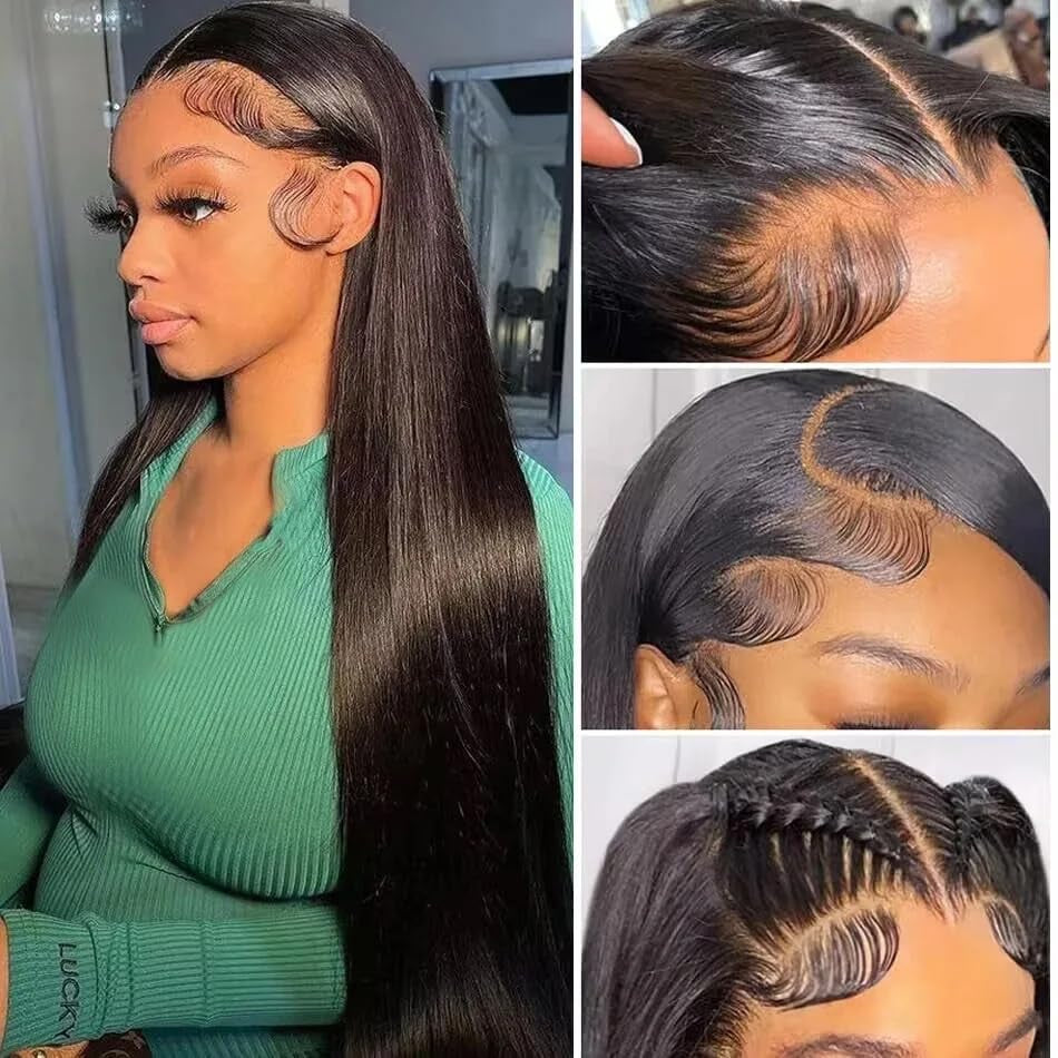 Black Straight Lace Front Wigs Clueless Human Hair Wigs Long Straight Wigs for Black Women(26 Inch)
