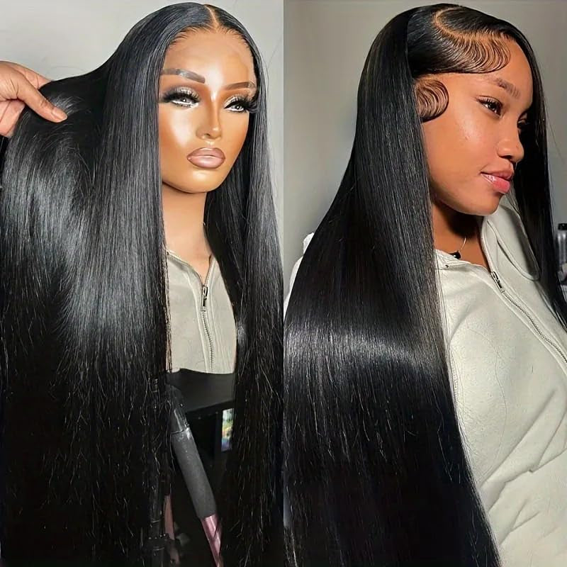 Black Straight Lace Front Wigs Clueless Human Hair Wigs Long Straight Wigs for Black Women(26 Inch)