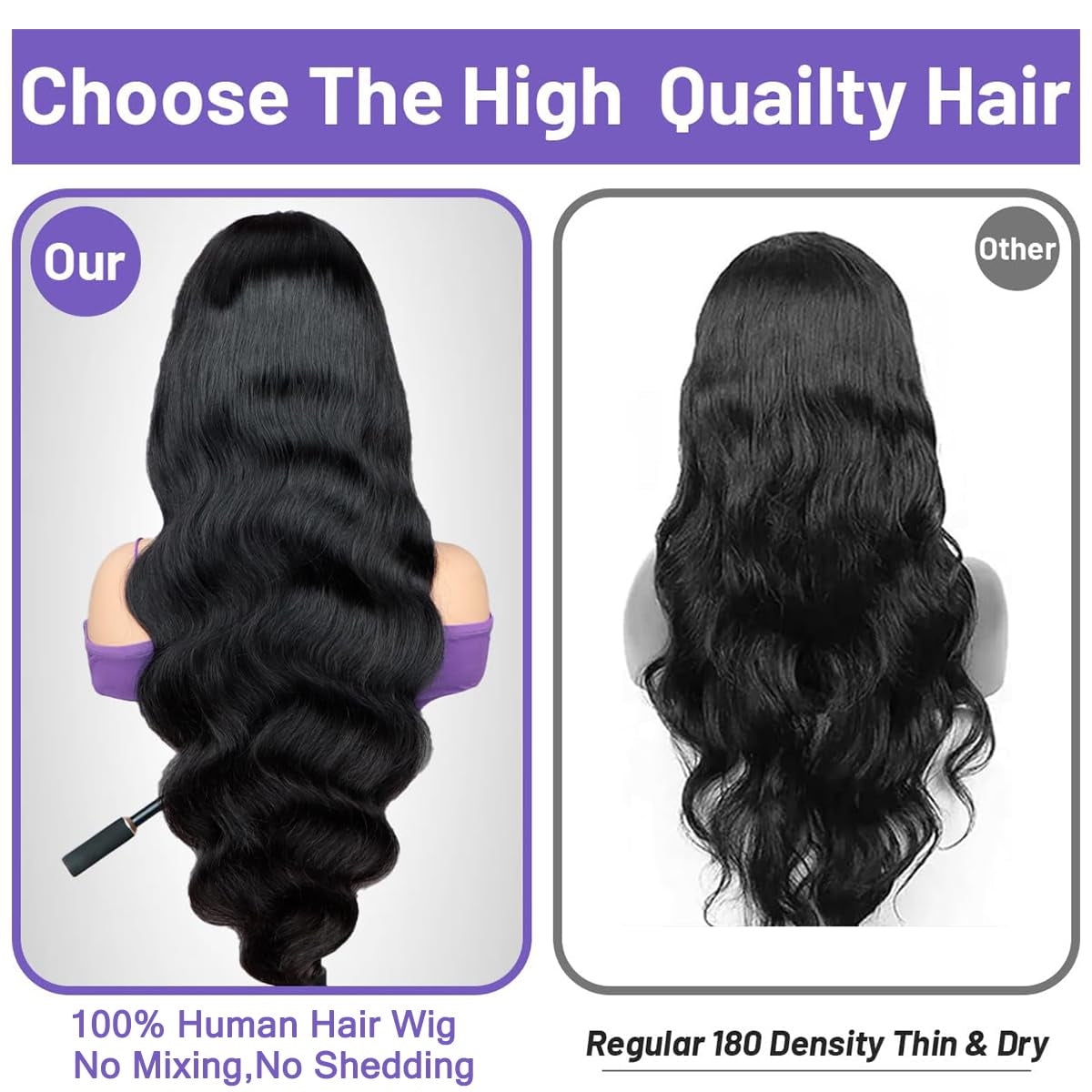 Body Wave Human Hair Wig 30 Inch 13X6 HD Lace Front Wigs Human Hair Pre Plucked Pre Bleached Frontal Wigs Black Glueless Wigs Human Hair for Women 210% Density