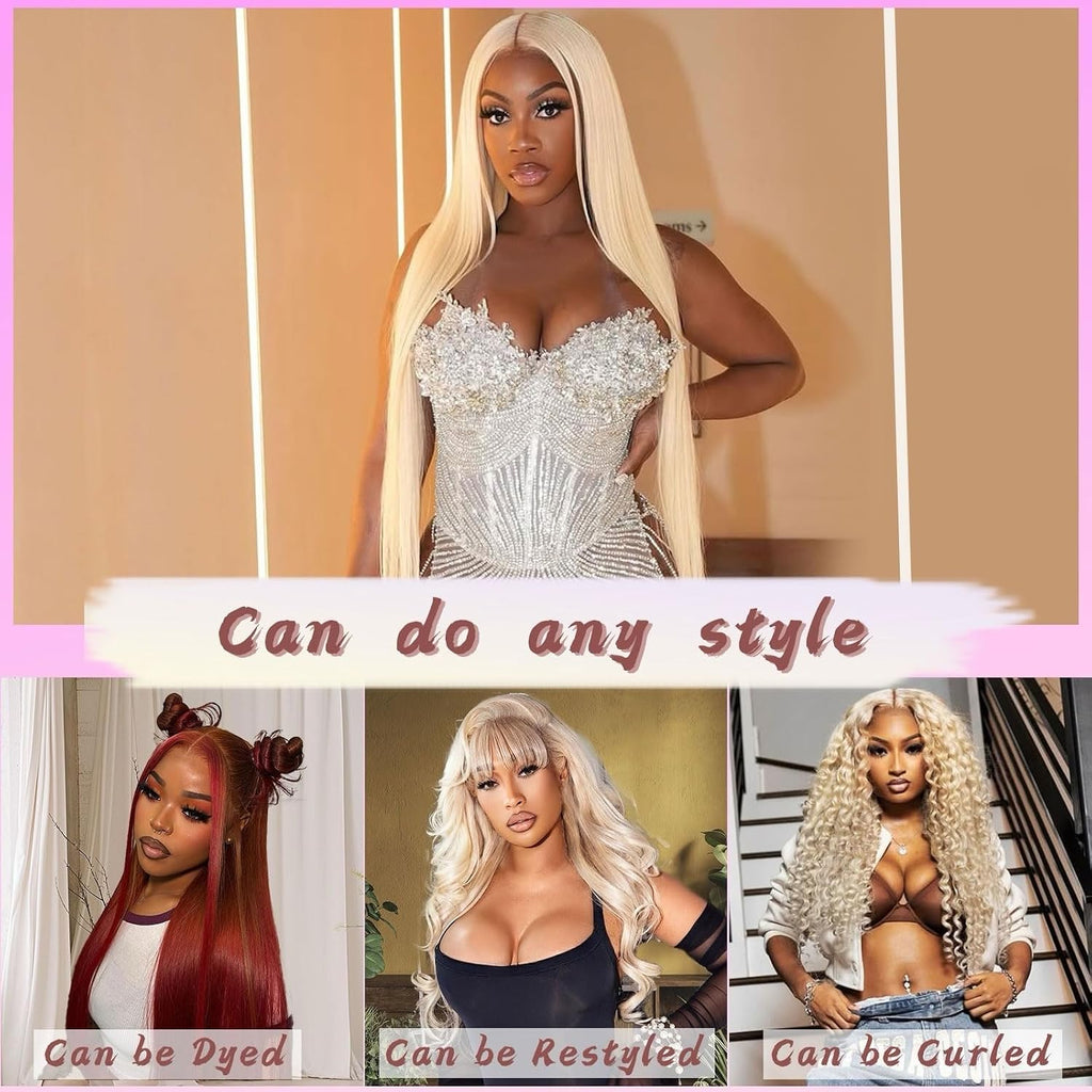 30 Inch 613 13X6 Lace Front Wig Human Hair Blonde Wig Human Hair | 200 Density Straight Wigs Human Hair 13X6 HD Lace Front Wigs Human Hair Pre Plucked 613 HD Lace Frontal Wigs for Women