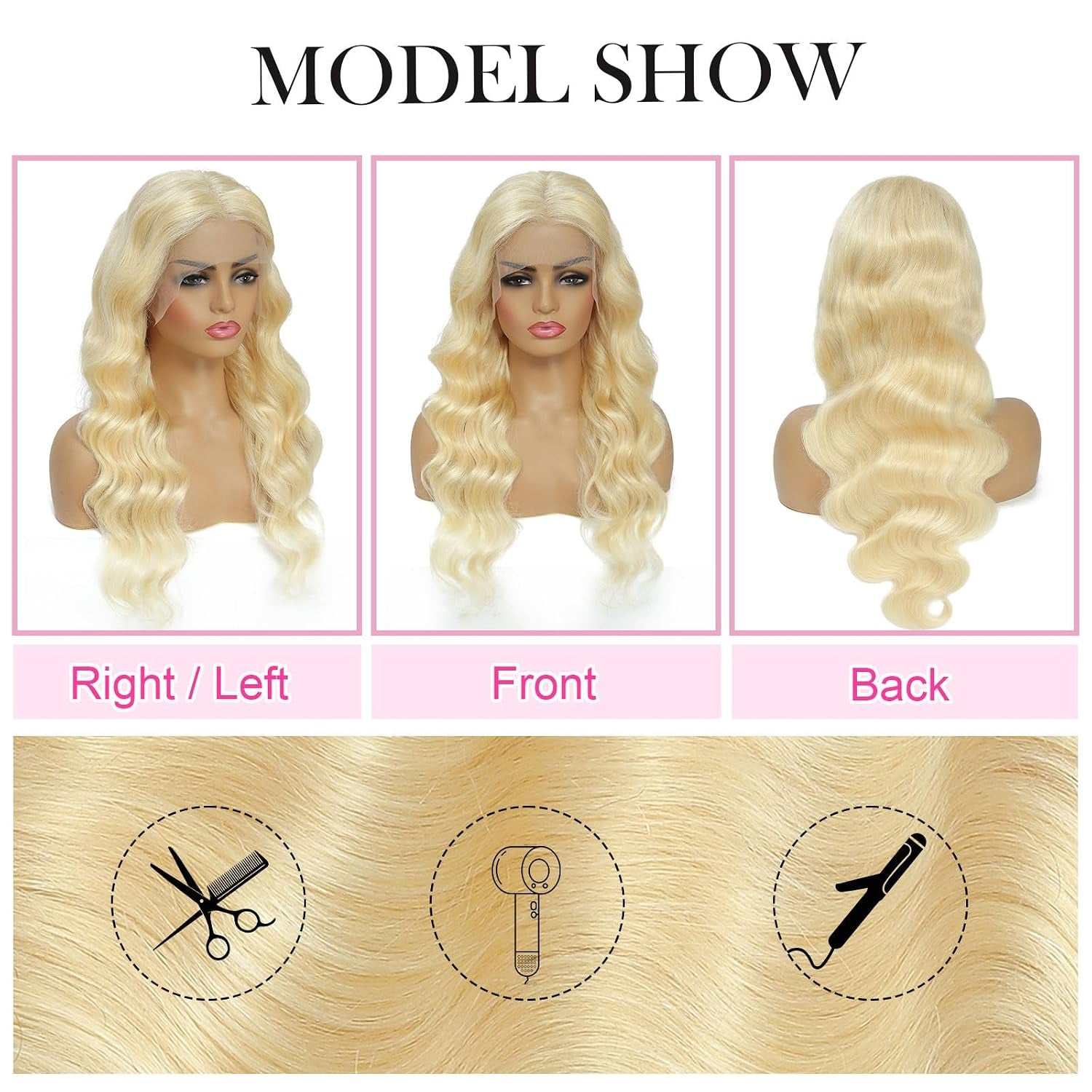 30 Inch 613 13X6 Lace Front Wig Human Hair 200 Density Blonde Wig Human Hair Blonde Body Wave Lace Front Wigs Human Hair Pre Plucked 613 HD Lace Frontal Wig 13X6