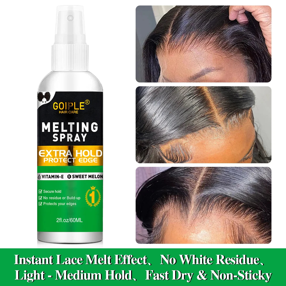 Lace Wig Install Kit with Melting Spray Lace Glue Remover Edge Control Wig Caps & Styling Tools for Beginners & Salon Use