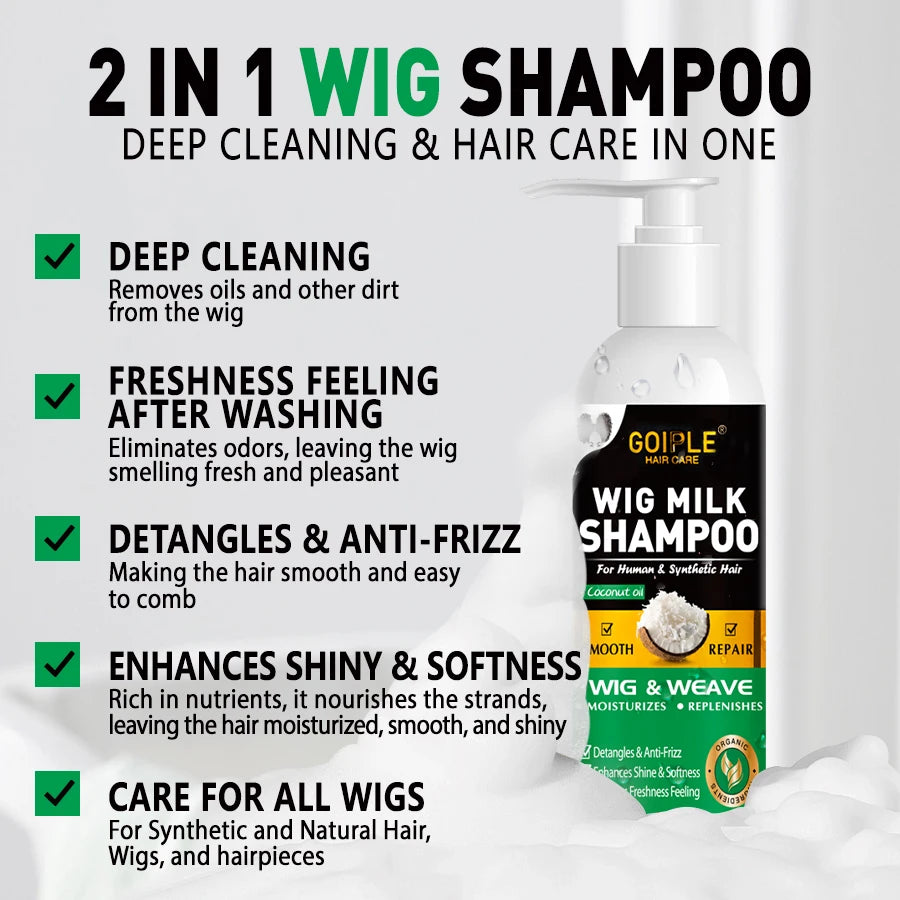 Wig Care Spray Kit Shampoo Cleaner for Synthetic Wig Care Solution Detangle Moisturize Leave-In Conditioner with Lace Front Glue