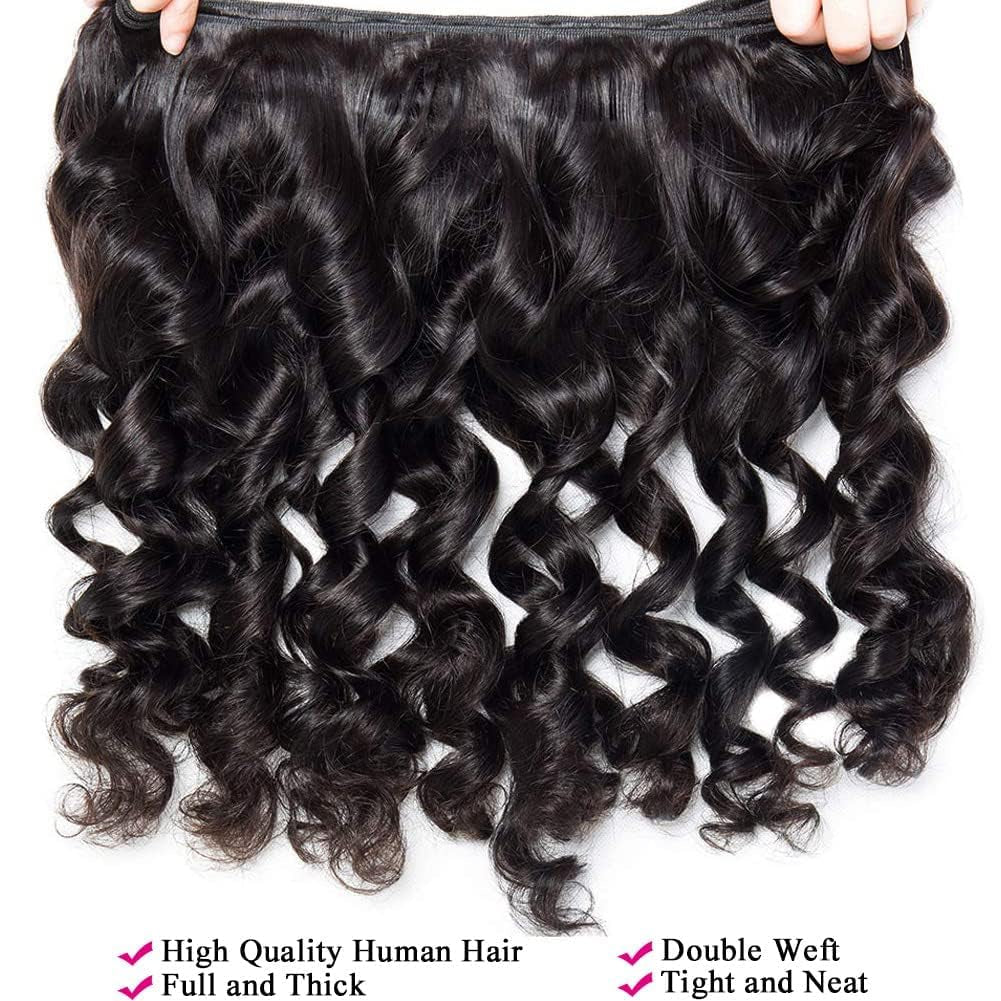 Loose Wave Bundles (26 28 30In) Human Hair Bundles Loose Deep Wave 3 Bundles 10A Grade Brazilian Hair Bundles 100% Unprocessed Bundles Long Loose Weave Human Hair Bundles Human Hair