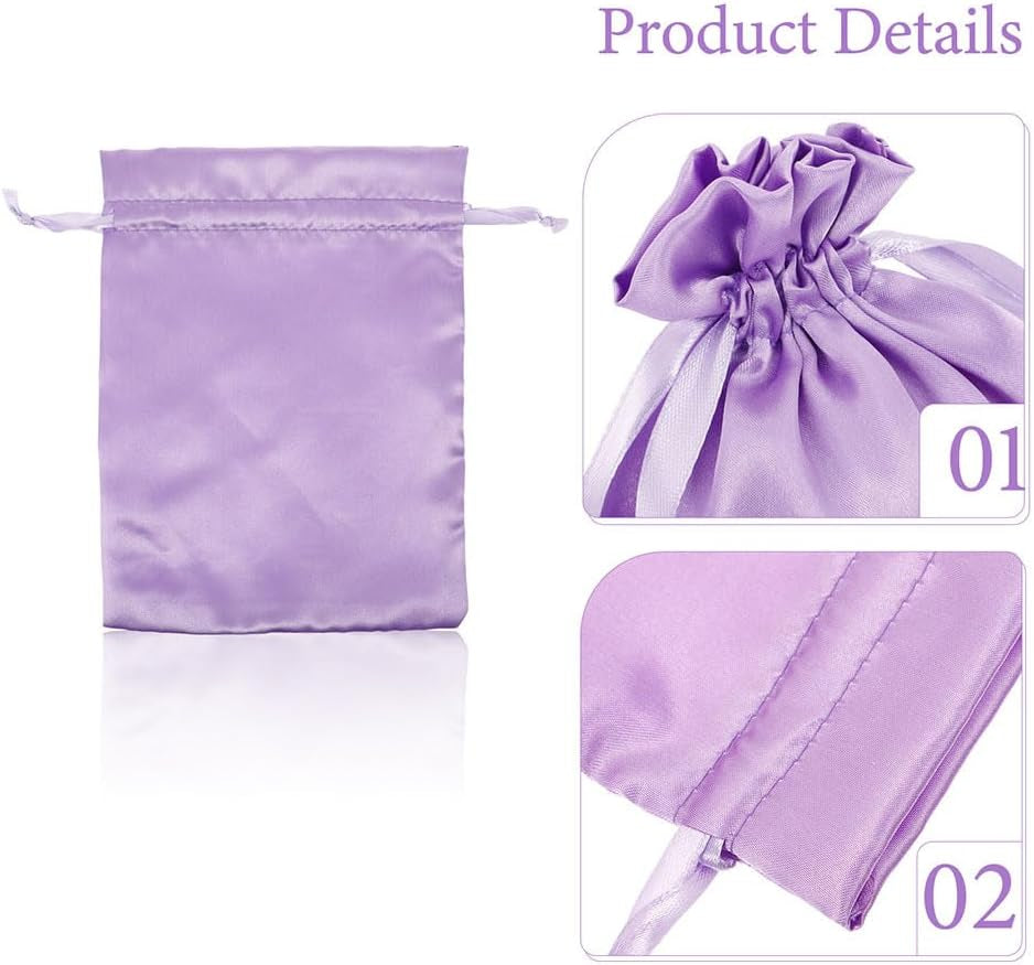 12Pcs Satin Wig Bags with Drawstring Satin Travel Bags for Wigs Hair Extensions and Hair Tools Storage Silk Pouches for Home Salon Travel Packing