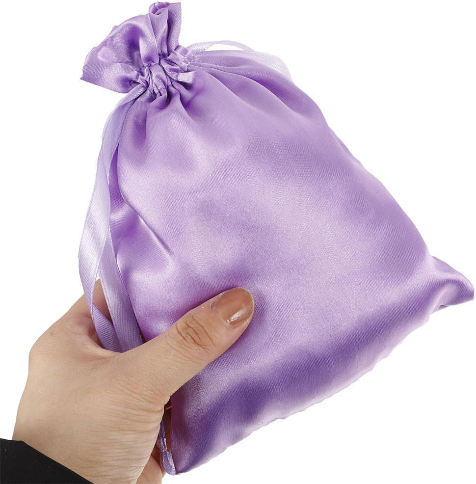 12Pcs Satin Wig Bags with Drawstring Satin Travel Bags for Wigs Hair Extensions and Hair Tools Storage Silk Pouches for Home Salon Travel Packing