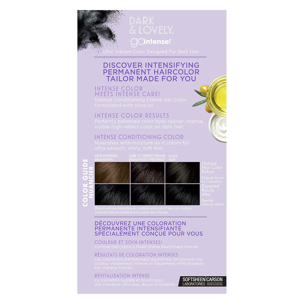 -Carson Dark and Lovely Ultra Vibrant Permanent Hair Color Go Intense Hair Dye with Olive Oil for Shine and Softness, Super Black