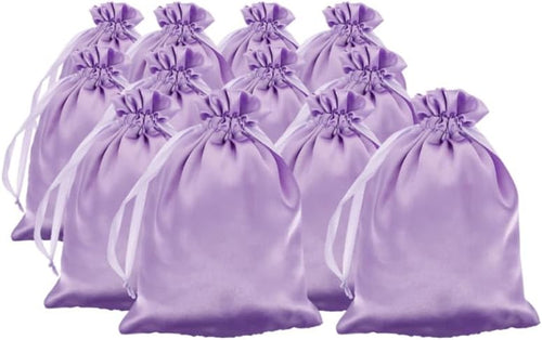 12Pcs Satin Wig Bags with Drawstring Satin Travel Bags for Wigs Hair Extensions and Hair Tools Storage Silk Pouches for Home Salon Travel Packing