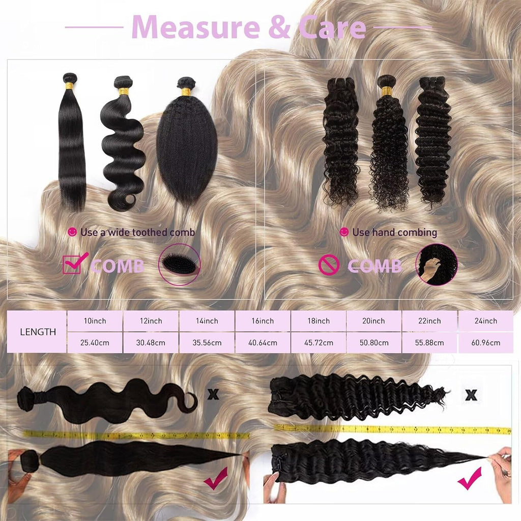 Deep Wave Human Hair Bundles Ombre Honey Blonde Bundles Human Hair 28 Inch T1B/27 Curly Bundles 10A Brazilian Virgin Wet and Wavy Human Hair Bundles Brown Water Wave Bundles 2 Tone Black to Blonde