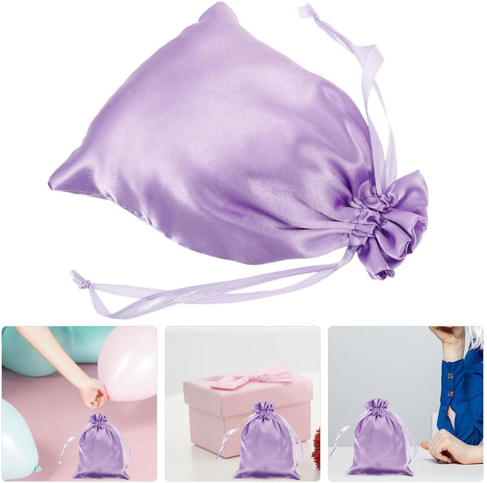 12Pcs Satin Wig Bags with Drawstring Satin Travel Bags for Wigs Hair Extensions and Hair Tools Storage Silk Pouches for Home Salon Travel Packing