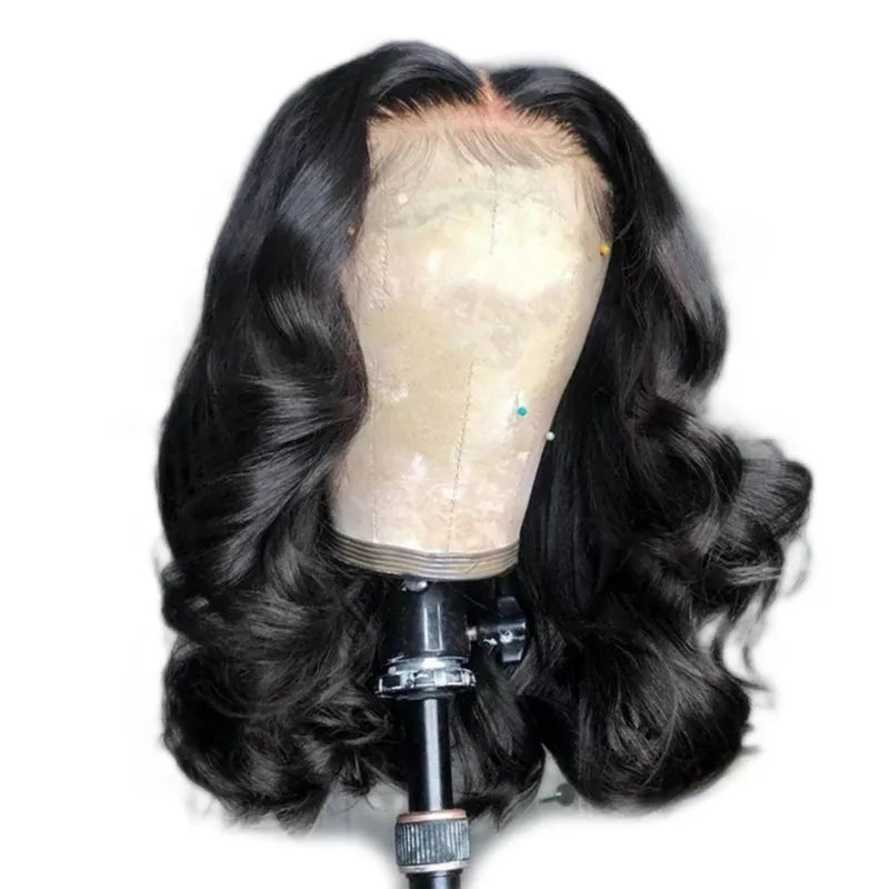 Medium-Long Water Wave Adjustable Transparent Glueless Lace Front Wig 185g Double Weft Non-Human Hair Machine Made