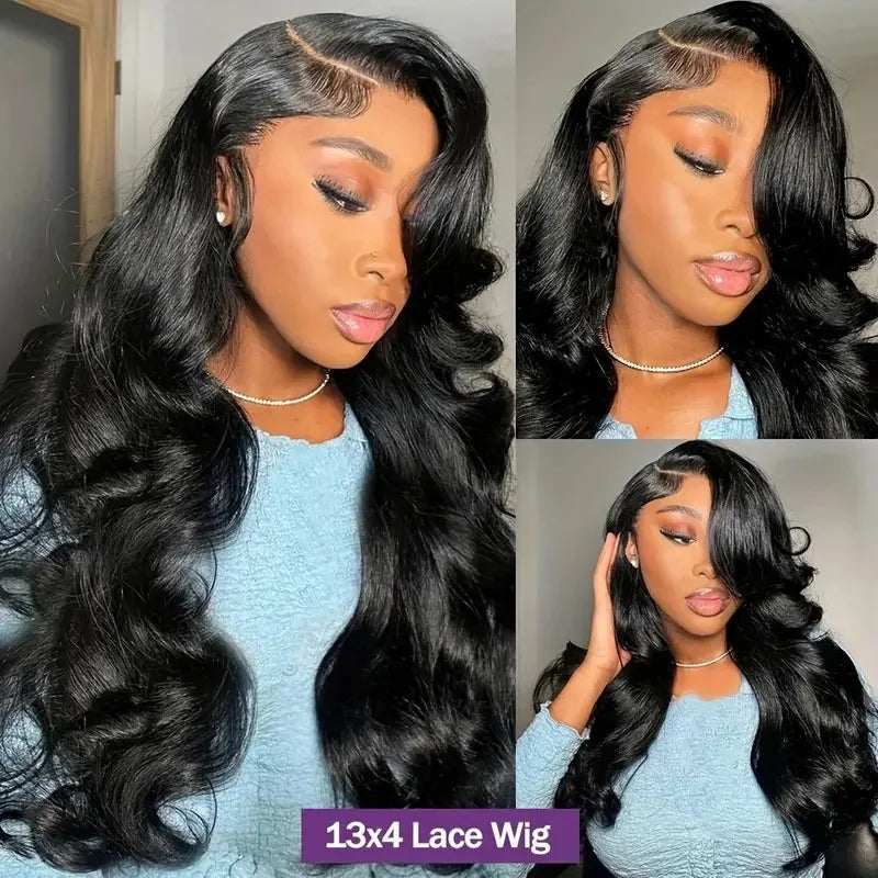 13x4 Lace Front Wig Cap Brazilian Remy Hair Transparent Body Wave Curly 180% Density Can Be Perm Dyed for Cross-Border