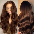 Chocolate Brown 13x4 Lace Front Human Hair Wig Body Wave Dark Brown 13x6 HD Lace Frontal Wig for Women 12 Inch 14 Inch