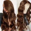 13x6 Chocolate Brown HD Lace Front Human Hair Wigs Body Wave Human Hair Wig 46 Inch 220% Density Colored Human Hair Wigs For Women