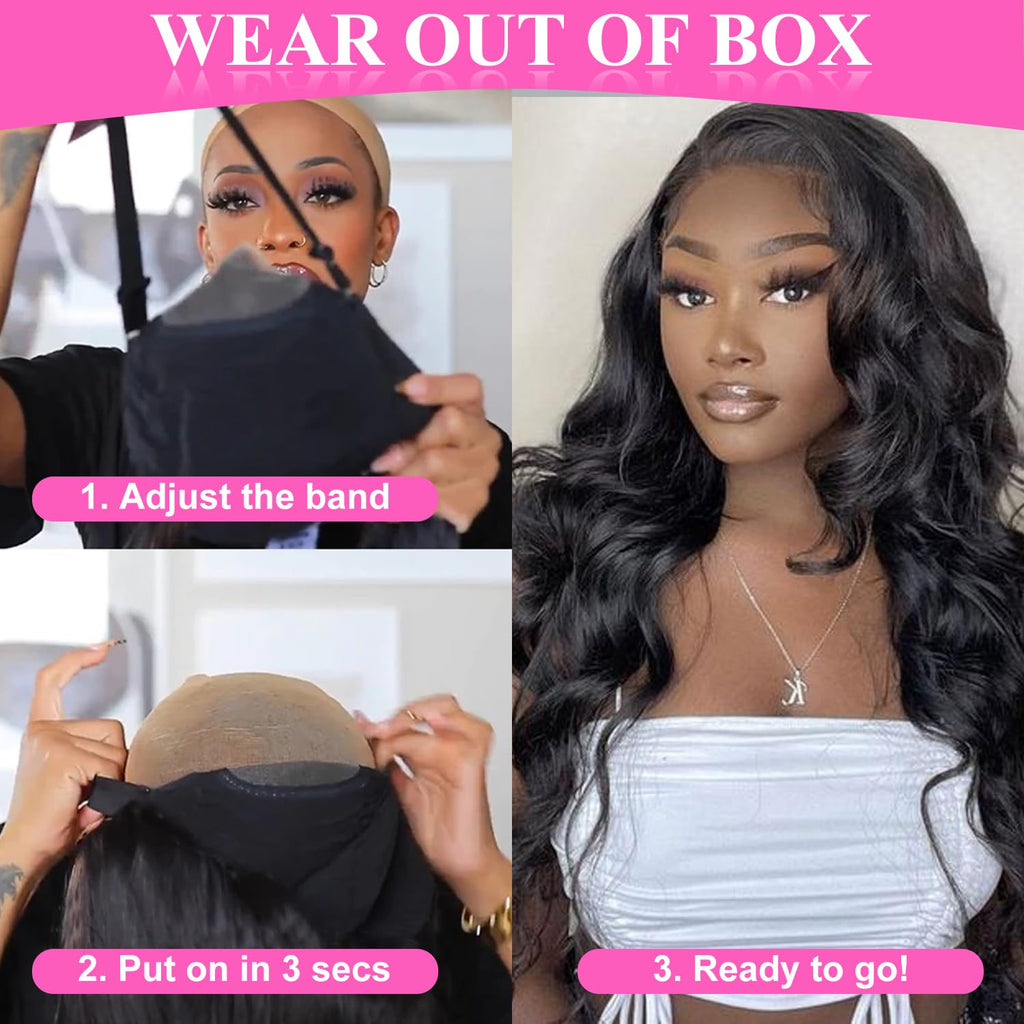 28 Inch Wear and Go Glueless Wigs Human Hair Pre Plukced Pre Cut 5X5 Hd Lace Closure Wigs Human Hair for Women 180% Density Ready to Wear Glueless Body Wave Lace Front Wigs No Glue Wigs