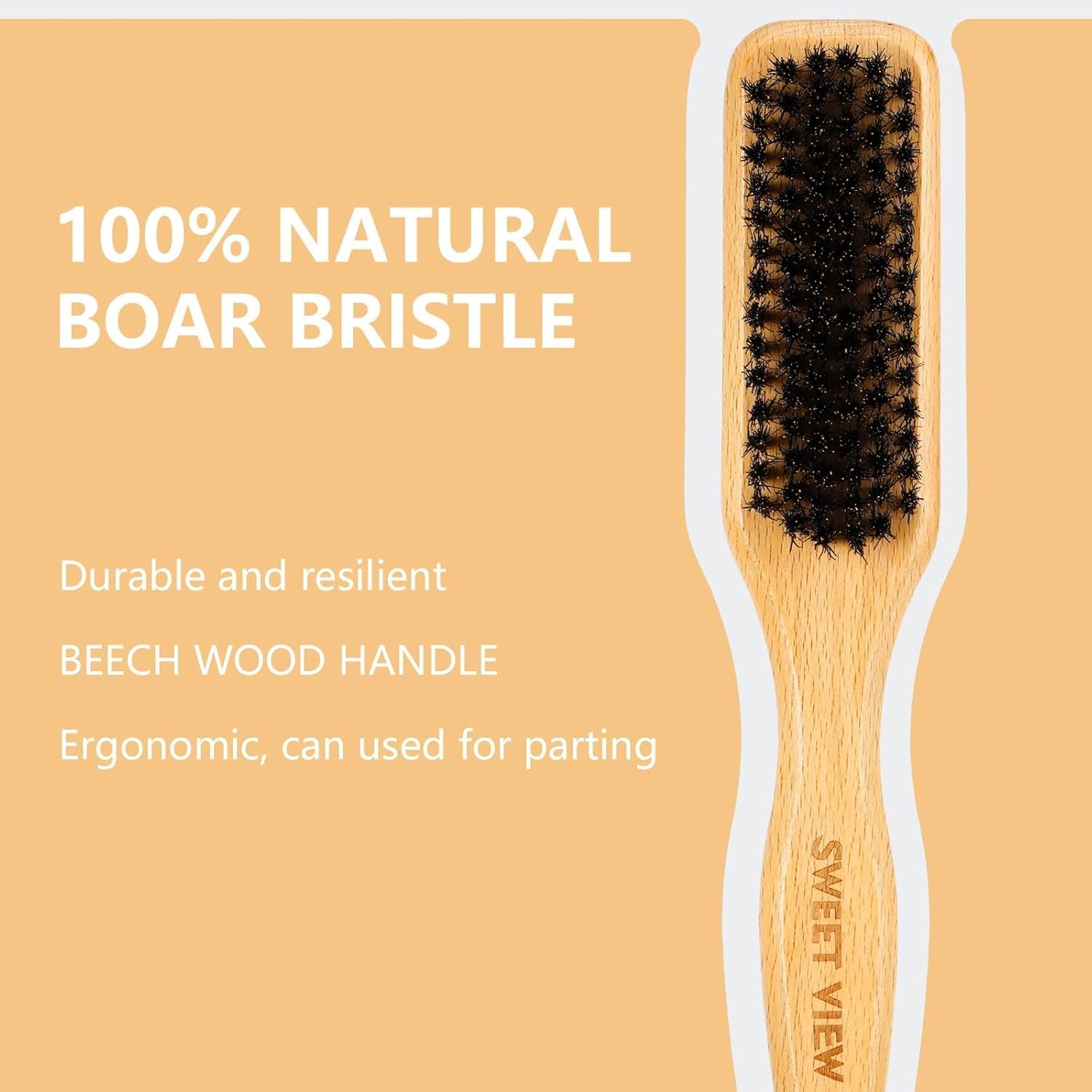 Hair Wax Stick & Boar Bristle Slick Back Brush | Tames Flyaways, Frizz, Sleek Ponytails, Buns, Styling Accessories for Girls, Women