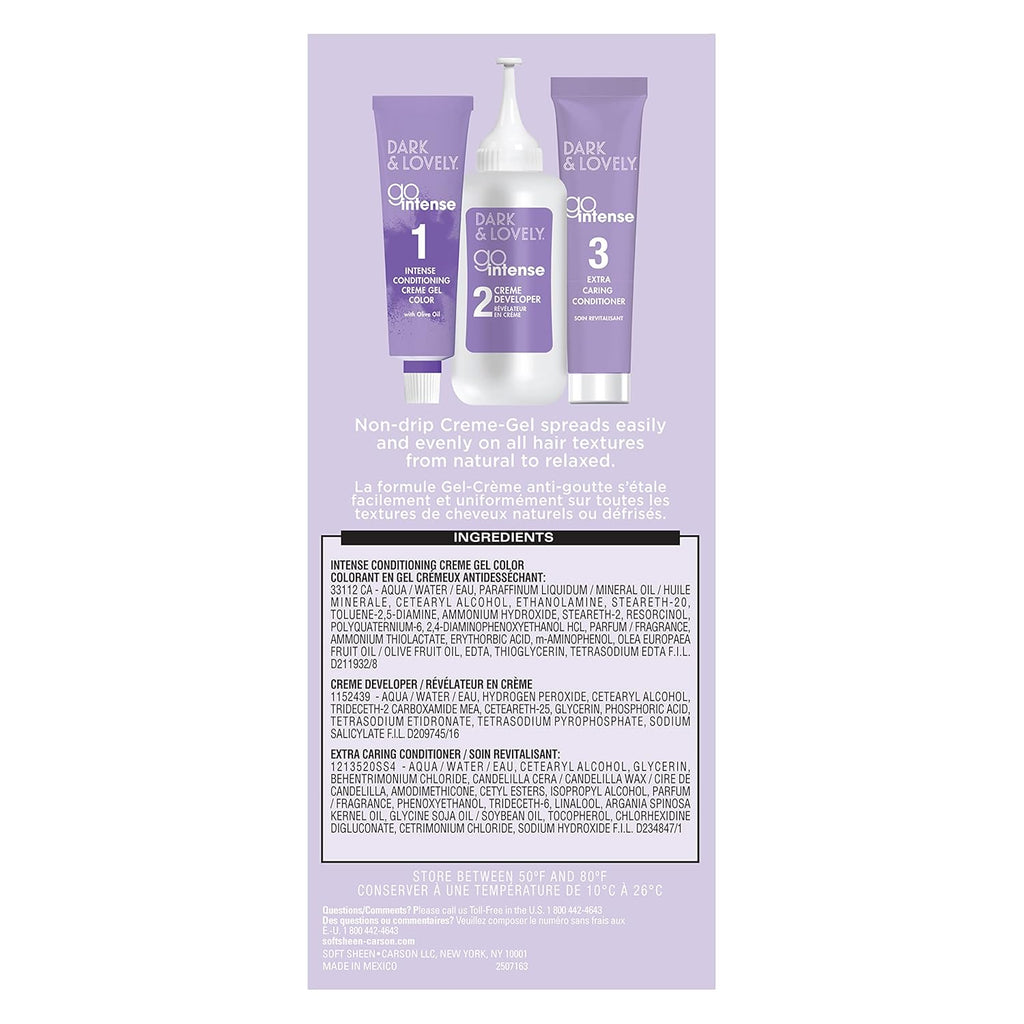 -Carson Dark and Lovely Ultra Vibrant Permanent Hair Color Go Intense Hair Dye with Olive Oil for Shine and Softness, Super Black