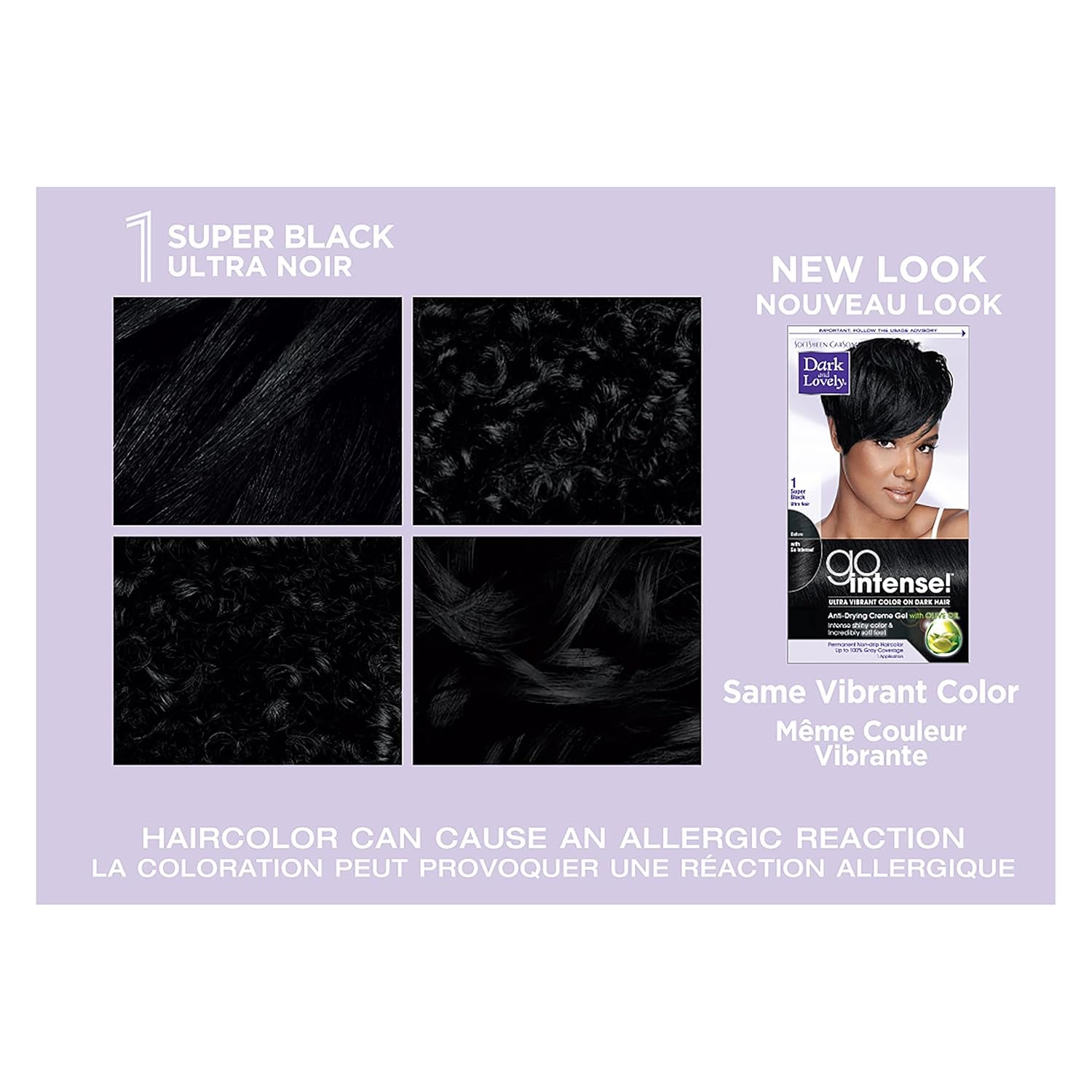 -Carson Dark and Lovely Ultra Vibrant Permanent Hair Color Go Intense Hair Dye with Olive Oil for Shine and Softness, Super Black